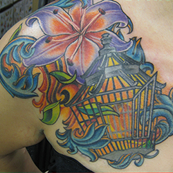Tattoo of a bird cage