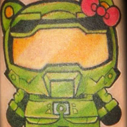 Tattoo of halo hellow kitty